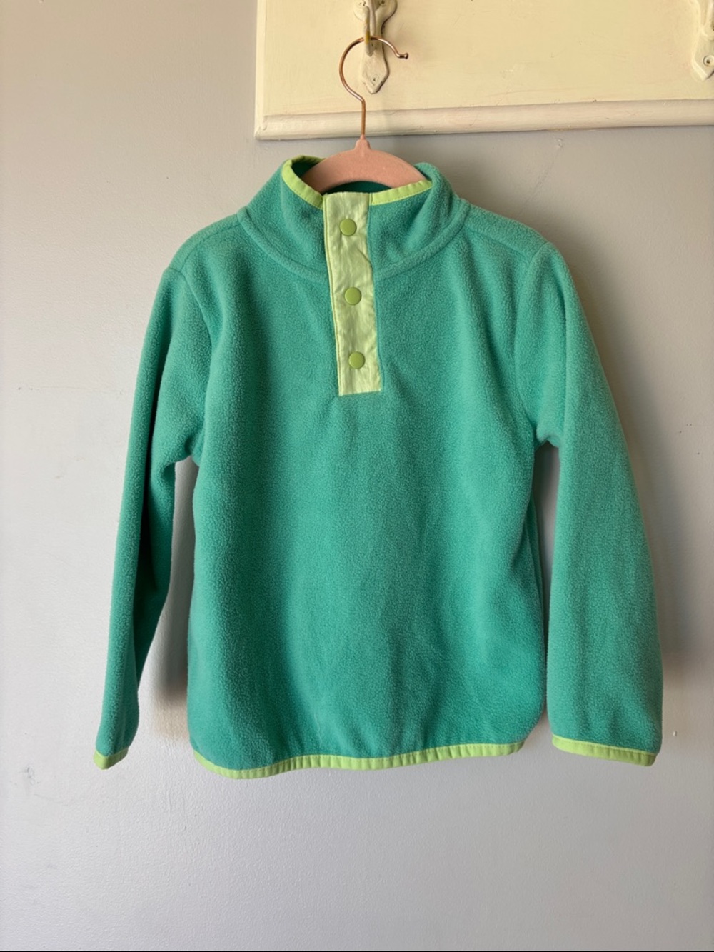 Monkey Bars Kids Unisex Snap Fleece Sweater Green Size 4T